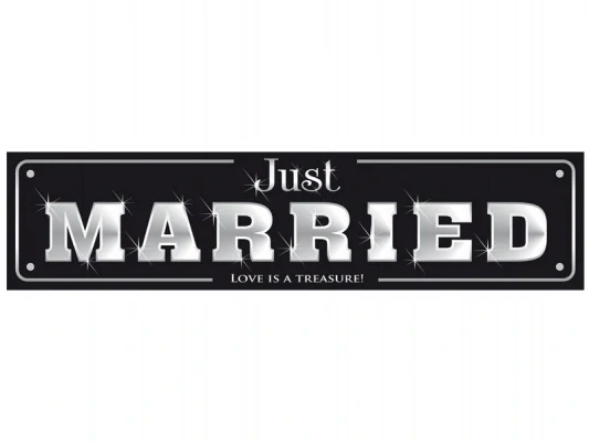 Svadobná značka na auto ŠPZ JustMarried čierna