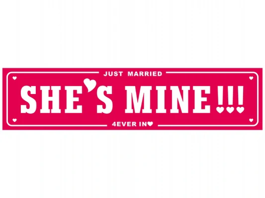 Svadobná značka na auto ŠPZ JustMarried She´s Mine