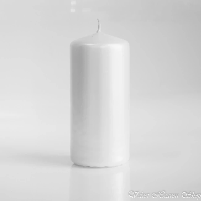 Sviečka valec metalik perla 6x12cm