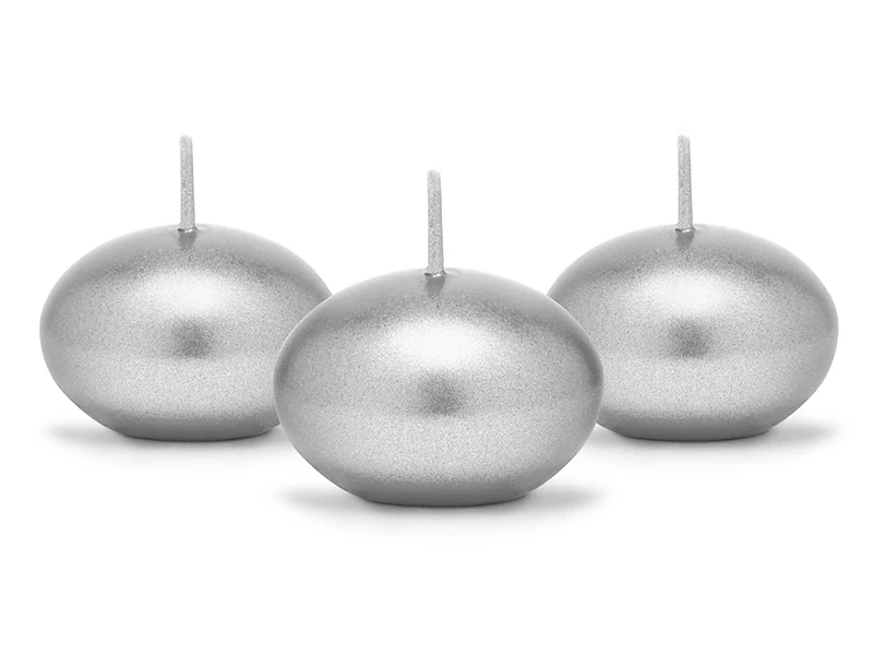 Plávajúce sviečky strieborné lesklé 4cm