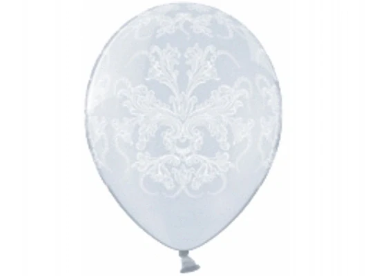 Balón priehľadný s bielou damaškovou potlačou 45 cm