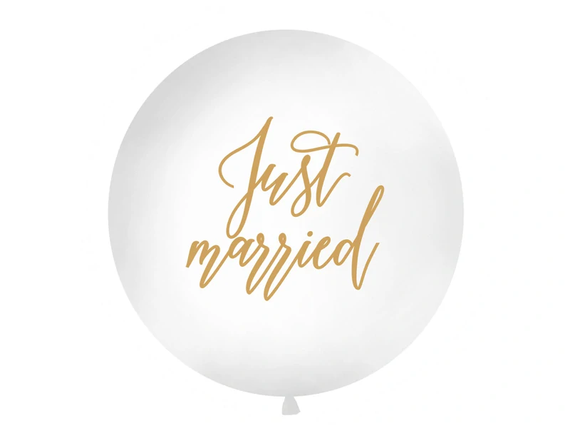 Balón biely s potlačou Just married 1m