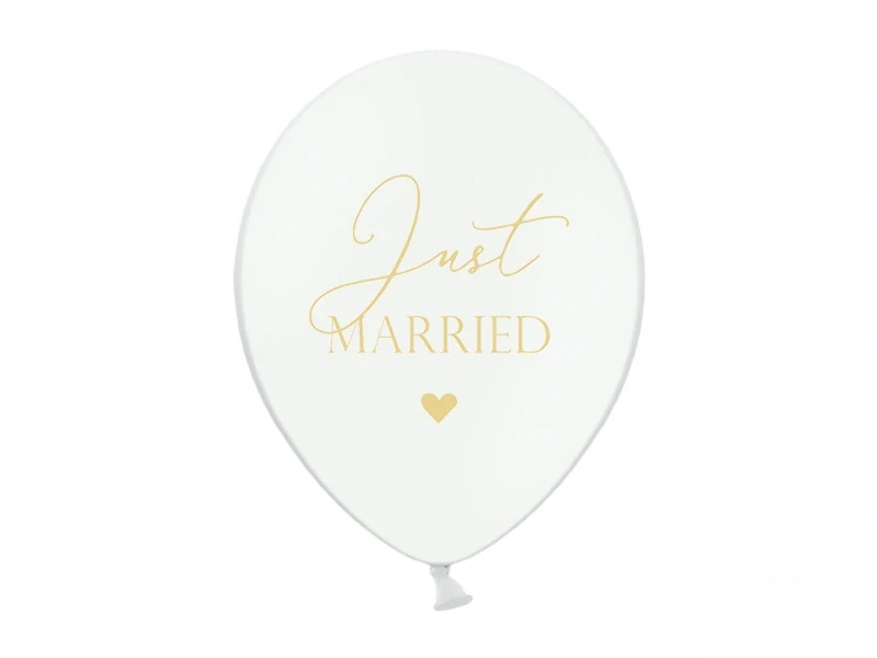 Balón biely s potlačou Just married 30cm