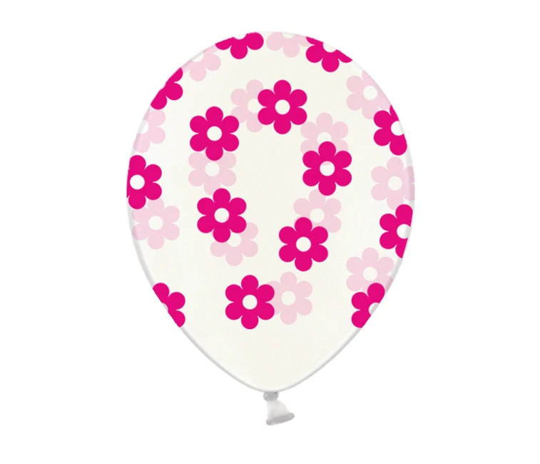 Balón priehľadný s cyklámenovými kvetmi 30cm