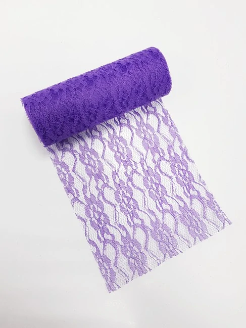 Čipka dekoračná fialová 15cm x 4,5m