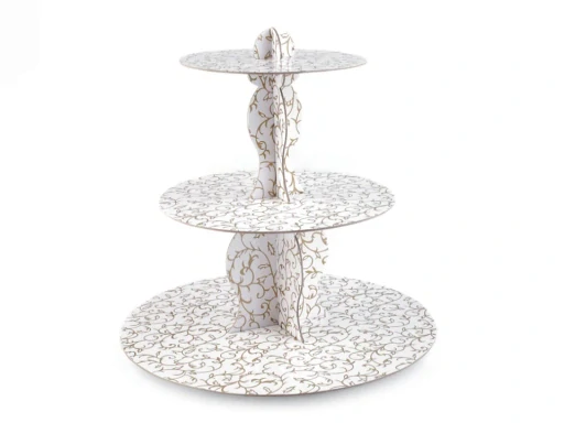 Stojan na muffiny so zlatým ornamentom