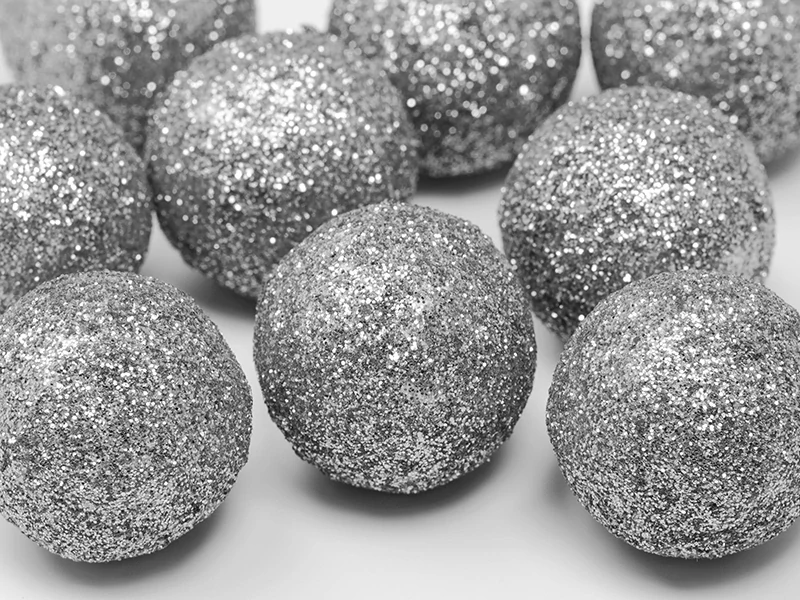 Glitrové gule strieborné 3cm 9ks