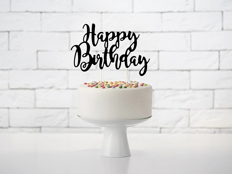 Zápich Happy Birthday čierny