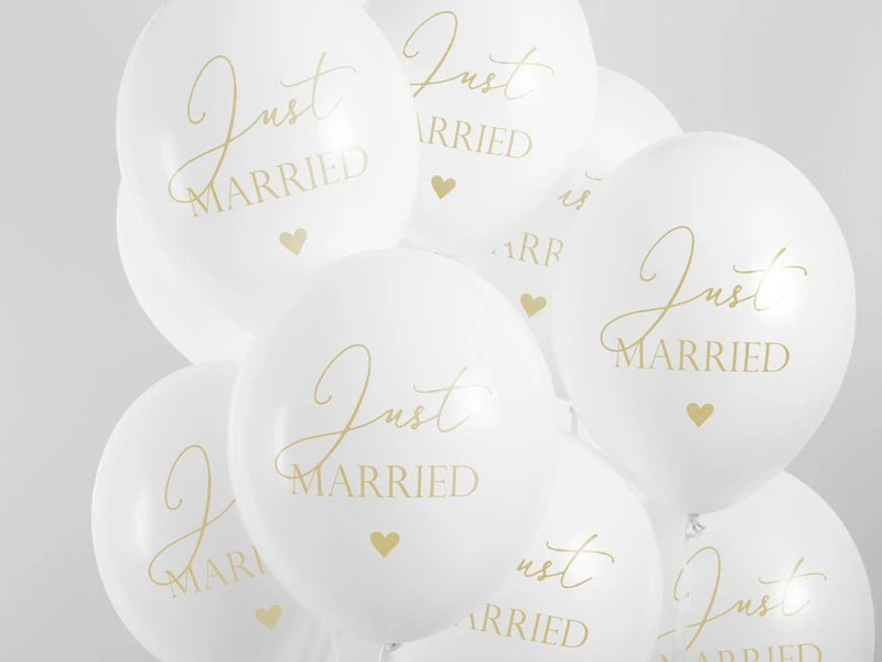 Balón biely s potlačou Just married 30cm