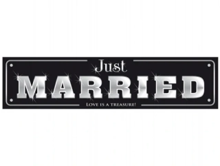 Svadobná značka na auto ŠPZ JustMarried čierna