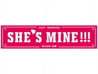 Svadobná značka na auto ŠPZ JustMarried She´s Mine