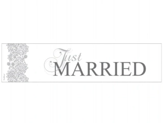 Svadobná značka na auto ŠPZ JustMarried strieborná