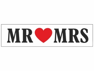 Svadobná značka na auto ŠPZ MRheartMRS