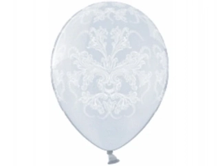 Balón priehľadný s bielou damaškovou potlačou 45 cm