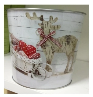 Kovová nádoba vianočná 14 cm x 16cm