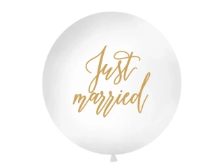 Balón biely s potlačou Just married 1m
