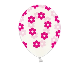 Balón priehľadný s cyklámenovými kvetmi 30cm
