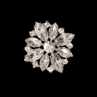 Brošňa Crystal Flower 40mm s pevným prevlekom 1ks