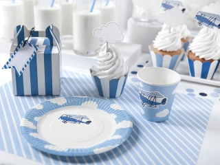 Košíčky na muffiny a cupcake tyrkysové - tmavé modré prúžkované