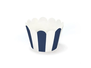 Košíčky na muffiny a cupcake tyrkysové tmavé - kráľovské modré prúžkované