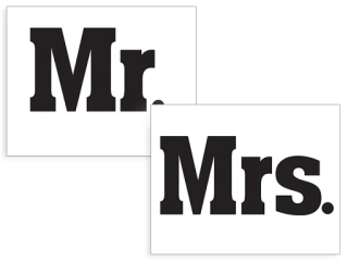 Svadobné nálepky na topánky Mr. a Mrs. 1pár