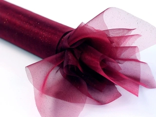 Organza bordová s trblietkami 16cm x 9m