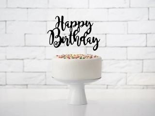 Zápich Happy Birthday čierny